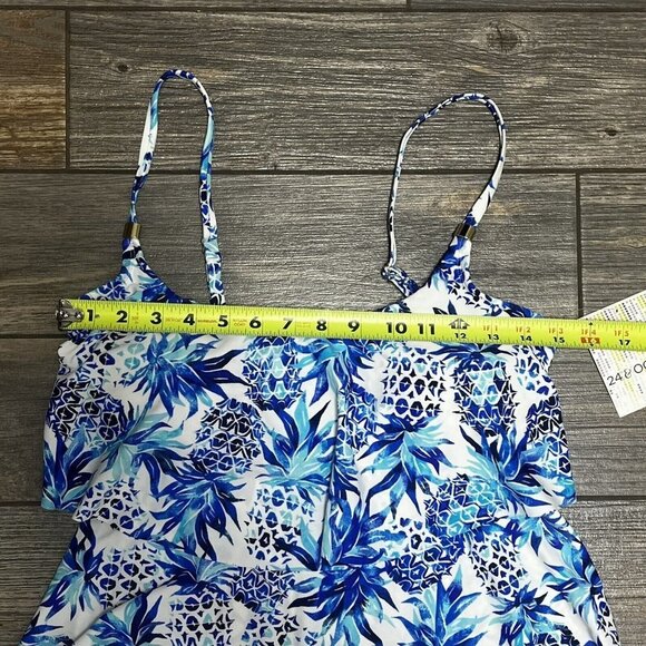 NWT $54 24th & Ocean Women's Small Pina Party Tiered Tankini Swim Top Turquoise - Picture 11 of 16